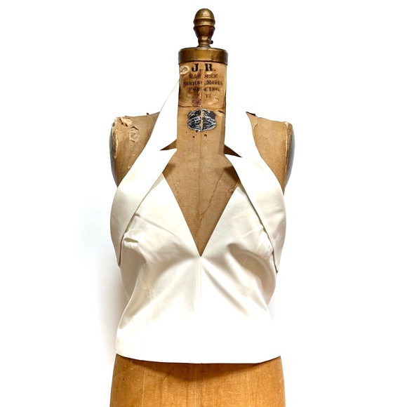 Cult Gaia Structured Twill Danil Top Off-White Top With Back Center Zipper Sz L - Picture 4 of 8
